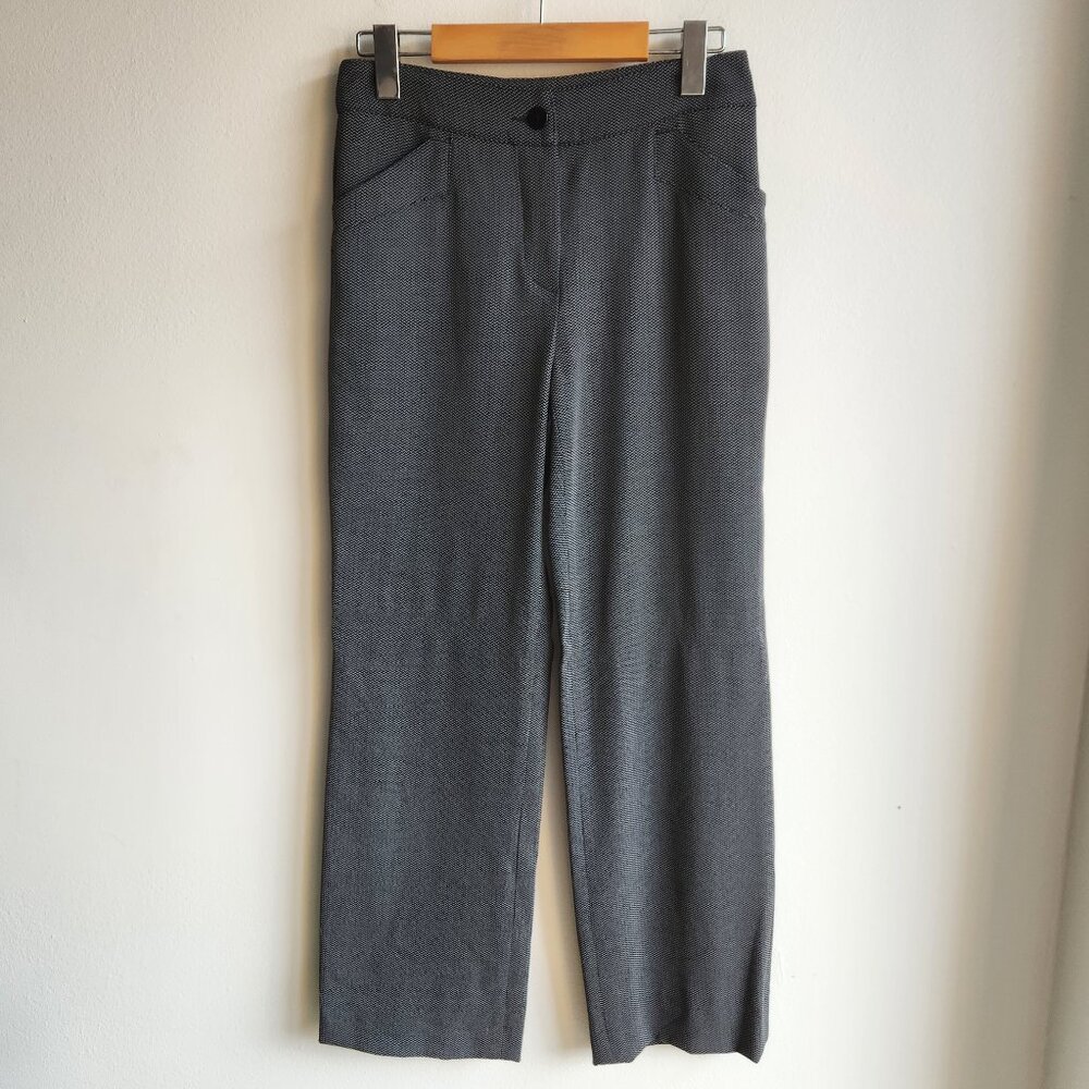 Armani Collezioni Black&White Micro Herringbone Straight Leg Pants-Like New US 2